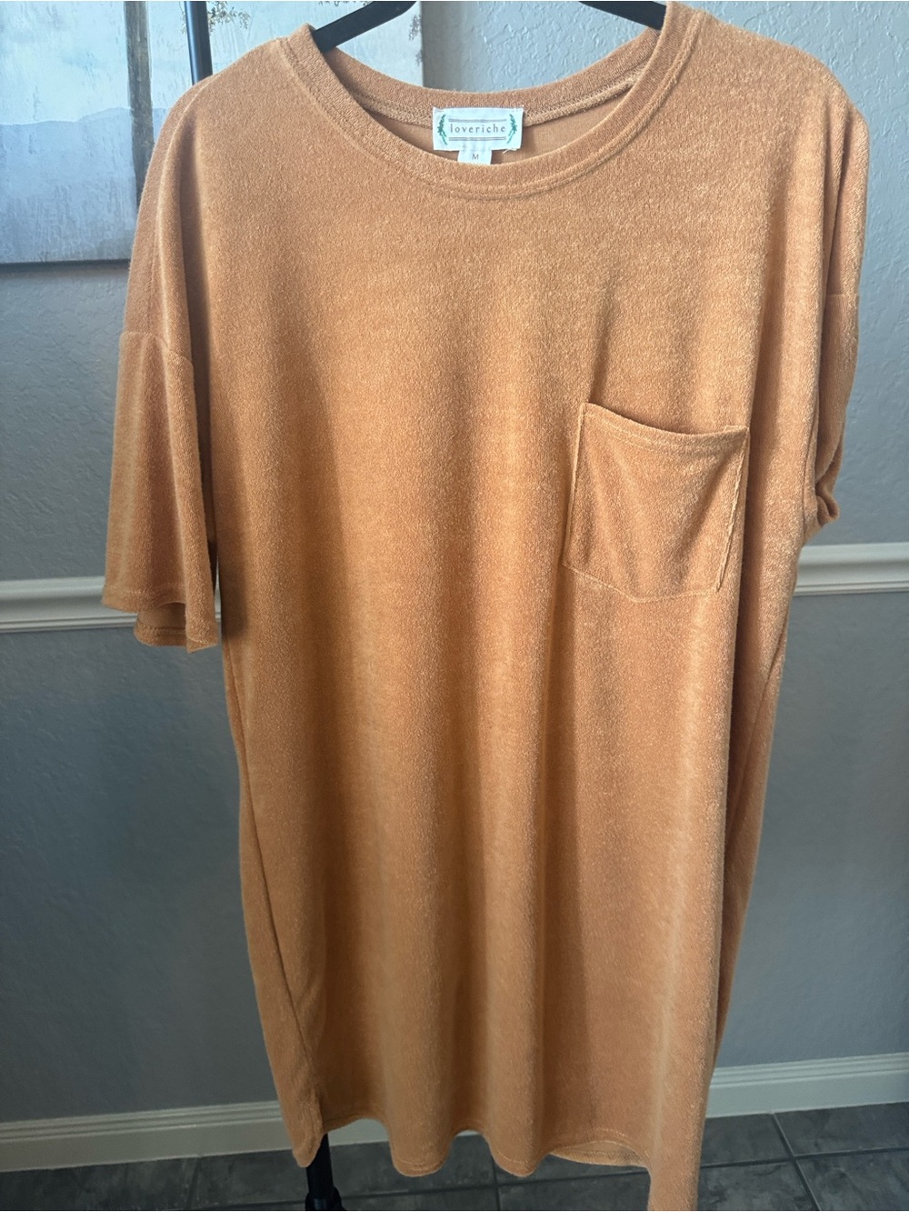 Love Riche womens Short Sleeve Pocket dress— camel